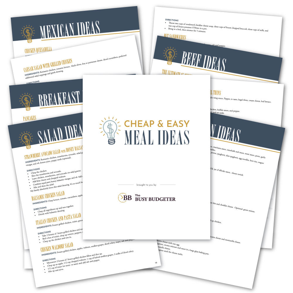 Cheap and Easy Meal Ideas - Inspiration Binder